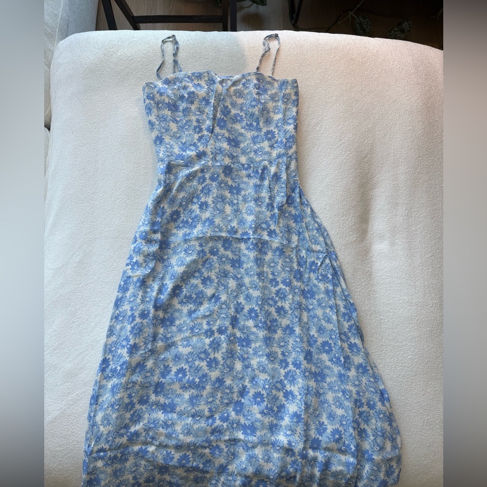 Reformation Monette Dress in Blue Daisy, Size 0